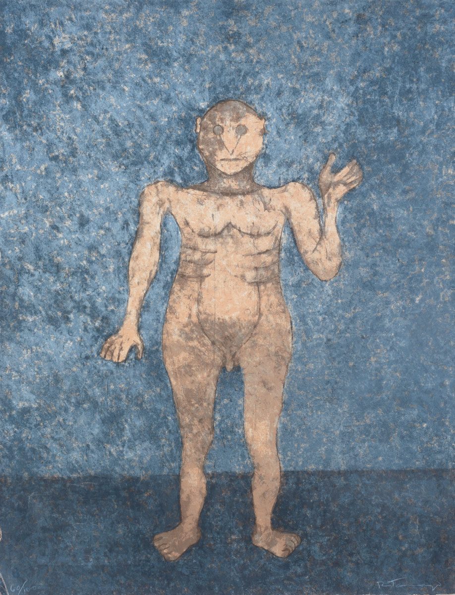 Rufino Tamayo, Hombre en ocre, Serigrafía, 64.5 x 51.5 cm, 1989