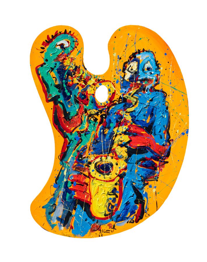 Jazzamoart Diálogo Óleo sobre madera 65 x 50 cm 2025