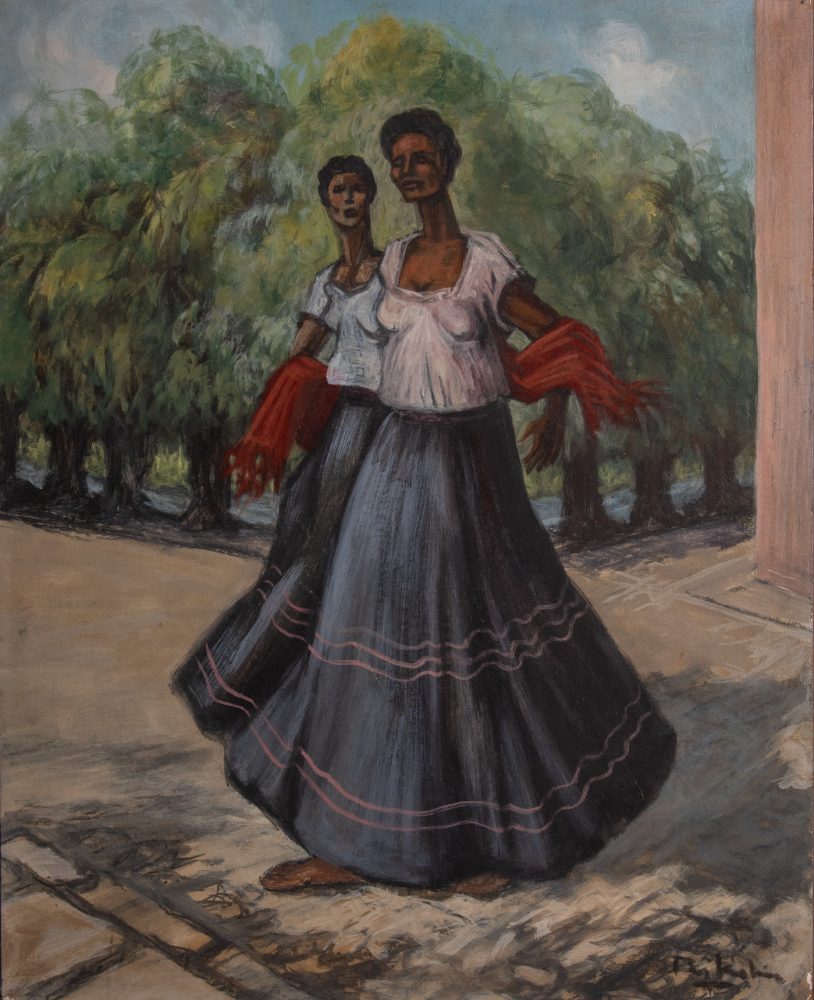 Benjamín Molina - Tehuanas, óleo sobre masonite, 60 x 50 cm