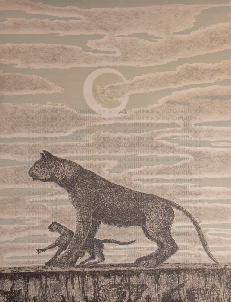 Juan Soriano - Los felinos, litografía, 65 x 50 cm