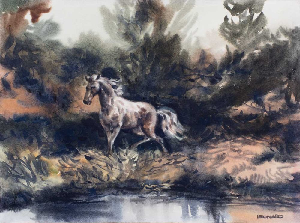 Leonard - Caballo, acuarela sobre papel, 26.8 x 36.3 cm