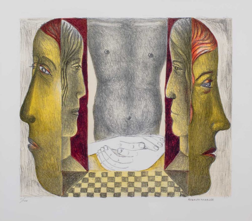 Rodolfo Morales - Ese desconocido, litografía, 34 x 40 cm